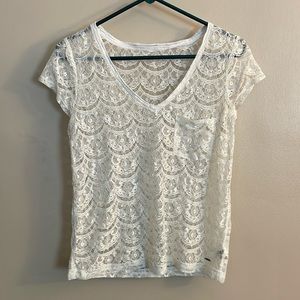 Aeropostale White Lace T-shirt